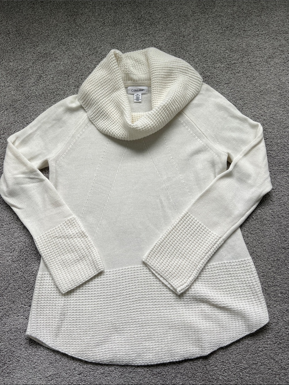 Calvin Klein Women's Cream Textured Cowl Neck Sweater